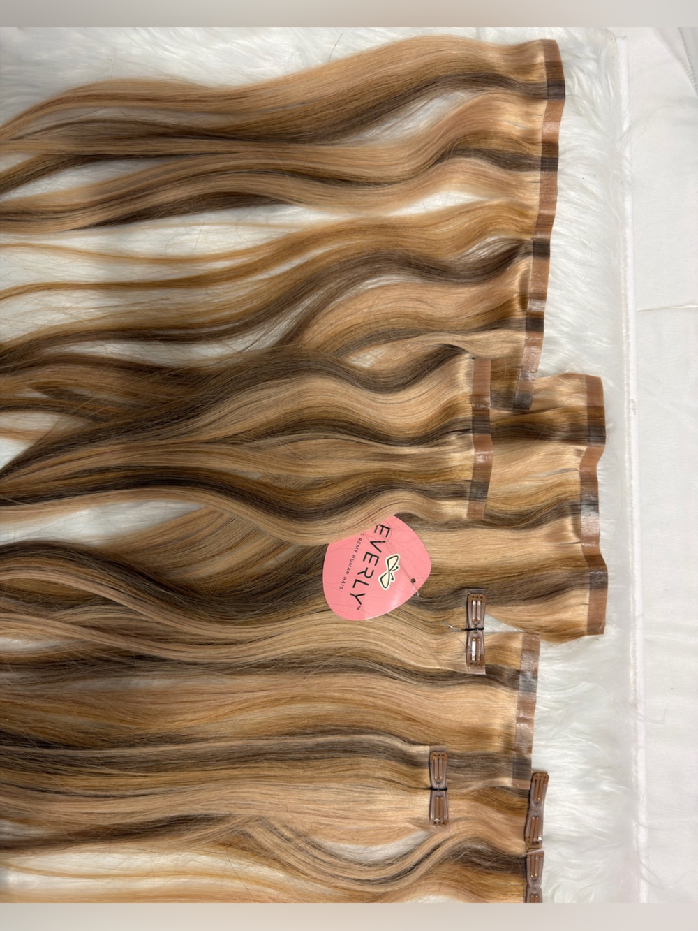 ✨7 PIECE EVERLY REMY HUMAN HAIR Blonde Butterfly Clip In Hair Extensions 22 INCH